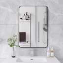 20x30 Inch Black Framed Bathroom Mirror, Rounded Corner Rectangle Mirrors for Wall with Tempered Glass Anti-Rust, Shatterproof (Horizontal/Vertical Hanging)