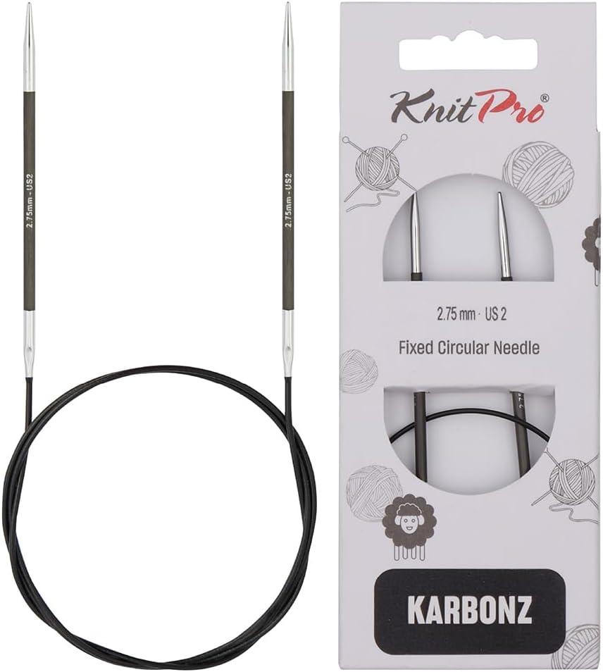 KnitPro Karbonz Fixed Circular Needle 24"(60cm) | US Size 2 (2.75mm)