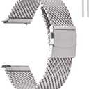 EACHE Stainless Steel Thick Mesh Watch Bands for Mens, Quick Release Adjustable Heavy Duty Mesh Watch Straps 18mm 20mm 22mm (Silver)