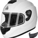 TRIANGLE Motorcycle Helmets Full Face Motorcycle Helmet for Men & Women with Tinted and Clear Visor Meet Dot Approved (X-Large, Glossy White)