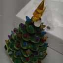 XPSCOCO Ceramic Gnome Christmas Tree, Christmas Decor Indoor with 54 Multi-Colored Lights, Pre-Light Hand-Painted Hoilday Tree with 5-Pointed Star for Tabletop Decorative Xmas Decorations