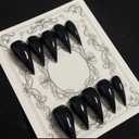 Eagle Claw Press on Nails Handmade Medium Stiletto Unique Thick Acrylic Nails Black Talon False Nails Cat Claw Glossy Glue on Nail Solid Color Curved Sturdy Nail Art 10Pcs(S)