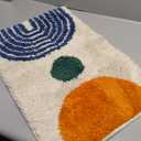 Boho Bathroom Rugs Non-Slip Abstract Bath Rugs Microfiber Cute Mat Black Washable for Tube/Washbasin/Toilet (Beige-Moon, 16"X24")