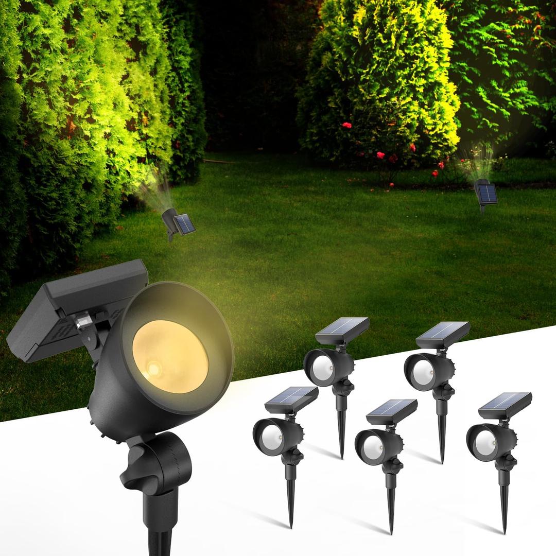 Solar Lights Outdoor, Solar Spot Lights Outdoor, 6 Pack IP44 Waterproof Solar Spotlights, Auto On/Off Solar Powered Garden Lights for Yard Pathway Driveway (Warm White) Bright Pathway