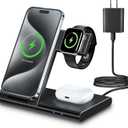 Charging Station for Apple Multiple Devices, Foldable 3 in 1 Wireless Charger for iPhone 16 15 14 13 Pro Max Plus &Apple Watch 10 9 Ultra 8 7 6 5 4 3 2 SE/AirPods Pro 4 3 2