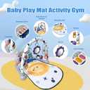 Cuterabit Baby Play Gym Mat, Baby Gym Activity Center, Kick and Play Piano with Music and Light, Tummy Time Toys for Newborn Babies Infants Boys Girls 0-3-6-9-12 Months (Grey)
