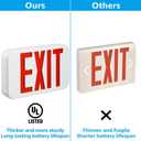 TORCHSTAR LED Exit Sign, Emergency Exit Light with Battery Backup, Double Face, UL 924, AC 120/277V, Damp Location, Hardwired Red Letter Exit Lights for Business Indoor, Pack of 2, 2 units