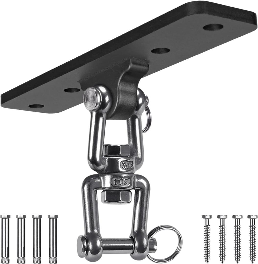 SELEWARE 360° Rotation Heavy Bag Hanger, Punching Bag Ceiling & Beam Mount | 1000LB Capacity Heavy Duty Boxing Bag Holder with Stainless Steel Chain & Snap Hooks for Boxing, MMA, Muay Thai, Home Gym