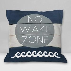 Burosev No Wake Zone Nursery Soft Throw Pillow Cover, Coastal Lake Quote Decorative Pillowcase, Nautical Nursery Lake House Decor Decorations for Home Bedroom Couch Sofa Baby Room(18x 18 Inch)