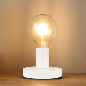 Helunsi Industrial Table Lamp Base - E26/E27 Edison Light Bulb Stand, Exposed Bulb, Simple Metal, 5.8ft Cord Switch Plug, White