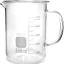 QWORK 500ml Beaker Mug with Handle, Borosilicate Glass Measuring Cup