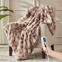 Heated Blanket Twin Size- Plush Thick Bubble Faux Fur Heated Blanket, Fast Heating Electric Blanket 6 Heating Levels & 10 Hours Auto-Off, Machine Washable, 62"x84", Patterned Taupe