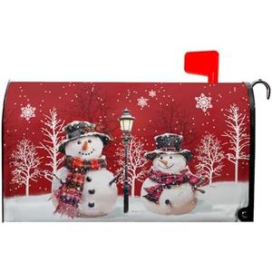Kawani Merry Christmas Red Snowman Mailbox Covers Magnetic Red Winter Outdoor Mailbox Cover Standard Size 18 X 21 Inch Snowflakes Holiday Mailbox Wrap Post Letter Box Cover Decor for Home Garden Yard