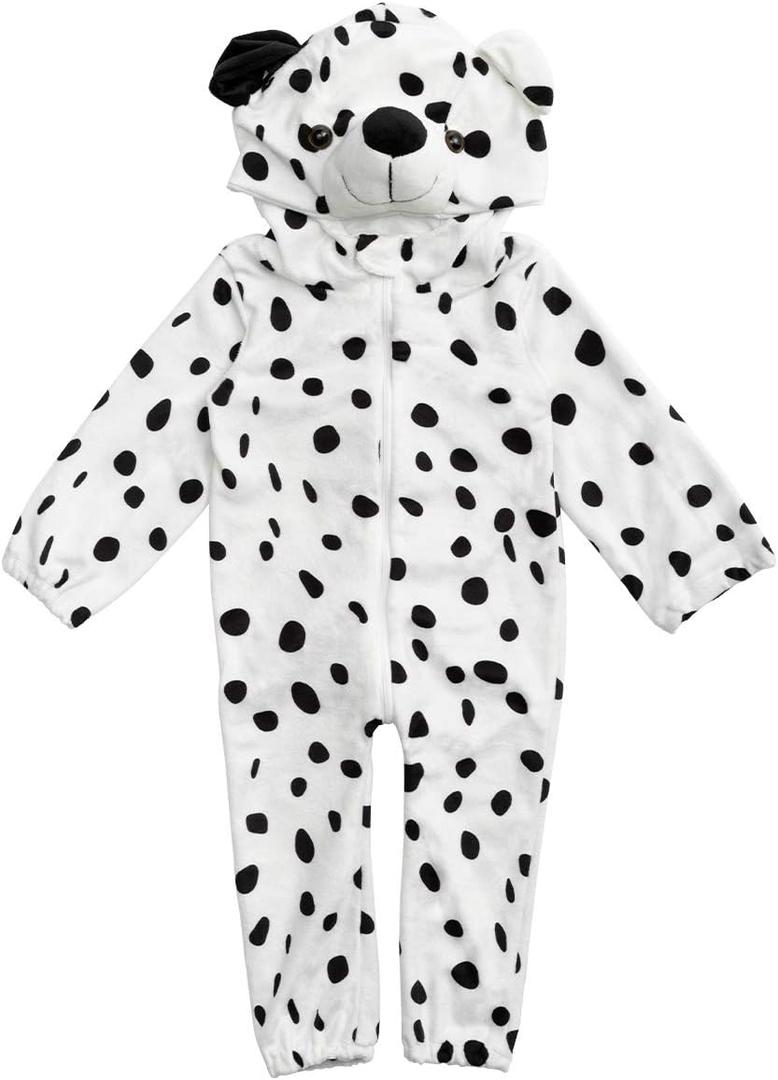 HollyHOME Baby Romper Dalmatians Puppy Cosplay Costume - Cuddly Dog Toddler One-Piece Jumpsuit Animal Clothing (6-12 Months, Black and White)