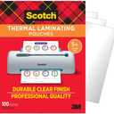 Scotch Thermal Laminating Pouches, 100 Count, Clear, 5 mil, Laminate Business Cards, Small Banners, Essays, Office or School Supplies, Fits Letter Size 8.9x11.4 in Paper