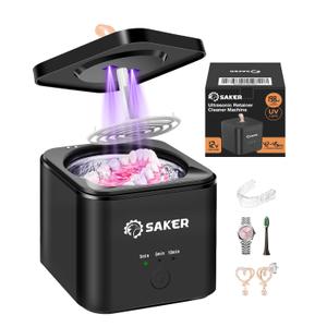 Saker Ultrasonic Retainer Cleaner Machine for Denture Professional Protable Ultrasonic Jewelry Cleaner for Rings,Mouth Guard 45Khz 180ML Black Saker Ultrasonic Retainer Cleaner Machine for Denture Professional Protable Ultrasonic Jewelry Cleaner for Rings,Mouth Guard 45Khz 180ML Black