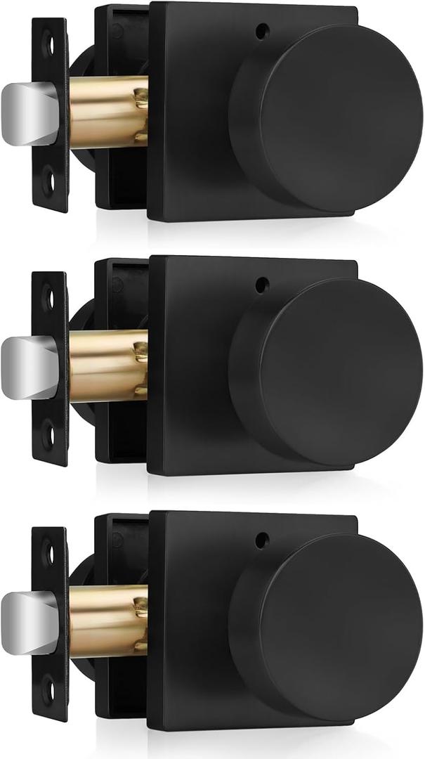 Haidms Matte Black Door Knobs Interior Privacy, Heavy Duty Square Black Interior Door Knobs for Bedroom, Zinc Alloy Privacy Door Knob Bathroom (3 Pack)