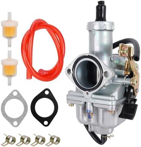 PZ30 Carburetor for 125cc 150cc 200cc 250cc 300cc ATV Dirt Bike Go Kart, 30mm Cable Choke Carb with Fuel Filter and Red Fuel Line and Gasket