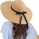 Naivlizer Women Wide Brim Sun Hat UPF50 Straw Summer Hat Floppy Beach Hat Roll-Up (One Size, Tie Brown)