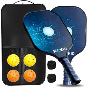 Pickleball Paddles Carbon Fiber Pickleball Paddles Set of 2 4 Polypropylene Honeycomb Core, 2 Pickleball Rackets 4 Balls, Ultra Cushion Pickleball Racket Grip, Gifts for Beginners Pros