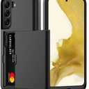 Nvollnoe for Samsung S22 Case with Card Holder 5G 6.1 inch Slim Dual Layer Heavy Duty Protective for Galaxy S22 Case Hidden Card Slot Wallet Case for Samsung S22 (Black)