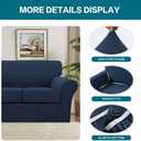 Turquoize 3 Piece Sofa Covers for 2 Cushion Couch Sofa Slipcover Soft Couch Cover for Dogs-Washable Sofa Furniture Covers with 2 Individual Cushion Covers, (2 Cushion Sofa, Navy)
