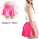 QooNoo Girls Athletic Shorts Flowy Running Shorts with Pockets V Crossover 2 in 1 Girls Tennis Shorts Butterfly Skorts (Pink, S)