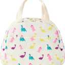 Cute Corduroy Insulated Lunch Box for Girls Women, Large Capacity Reusable Cooler Bag for Kids, Toddlers, Preschool and Elementary School Lunch Bag(Dinosaur)