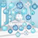 54 Pcs Winter Hanging Decorations Set Winter Hanging Foil Swirls Decor Wonderland Snowflake Ball Ornament Ceiling Decorations for Holiday Baby Shower Christmas Party Supplies (Blue)