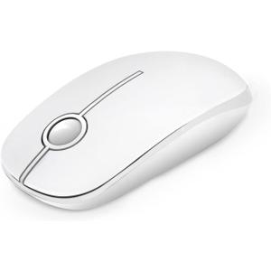 VssoPlor Wireless Mouse, 2.4G Slim Portable Computer Laptop Mouse with Nano Receiver Quiet Silent Optical Mice for Notebook, PC, Laptop, Computer Pure White