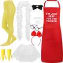 Xtinmee 2 Sets Funny Halloween Fried Chicken Couple Costume White Suit Chef and Funny Chicken Costume Set for Adult Men Women
