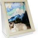 Mona Lisa Cat Bed Painting Cat Scratcher Bed CartBoard Cat House Beds for Indoor Cats Half-Surround Design W/Horizontal Cat Scratcher Scratching Board W/Catnip (Field with Cypresses, Medium - Large)