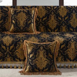 Loom and Mill Black Jacquard Throw Pillow Cover 20 x 20 Inches 1 Piece
Decorative Chenille Golden Square Pillow Cover European Pillowcase with Lace Edge and Tassels for Bed Couch Sofa Halloween