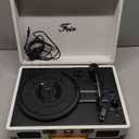 Vinyl Record Player Bluetooth with Speakers 3 Speed Portable Turntable Suitcase Built in 2 Speakers RCA Line Out AUX Headphone Jack PC RecorderWhite