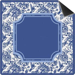 Blue Chinoiserie Floral Bird Mahjong Mat for Table(31.5" x 31.5"), Blue and White Grand Millennial Non-Slip Noise Reduction Mahjong Table Cover for Mah Jong Card Board Tile Games Poker Dominoes
