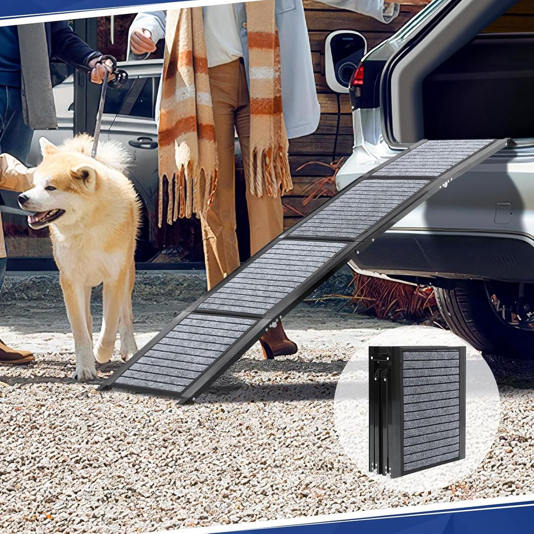 PENSUN Dog Ramp for Car, 71" Foldable Pet Ramp with Non-Slip Rug Surface, Lightweight and Portable Truck Ramp Stairs for Medium & Large Dogs Up to 250LBS Enter Cars, SUVs & Trucks (71" L x 17" W)