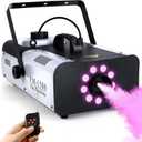TCFUNDY Fog Machine with Lights, 1500W Smoke Machine RGB 9 LED Lights for DJ Halloween Wedding Party Stage with Remote Control