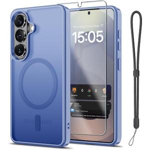 Janmitta Magnetic for Samsung Galaxy A37 5G Case,with Screen Protector+Wrist Strap,Compatible with MagSafe,Military Grade Drop Protection,Shockproof Slim Translucent Matte Phone Cover,Light Purple