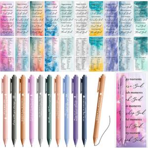 200 Pcs Christian Gifts Bulk for Women 100 Bible Verse Ballpoint Pens and 100 Church Religious Bookmarks Scripture Gifts for Sunday School Church Members Supplies Mothers Day, Watercolor
