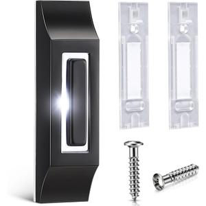 Enhon Solid Metal Doorbell Button, Sleek Metal LED Light Up Wall Mounted Door Bell Push Buttons for Home, Universal Garage Door Opener Switch