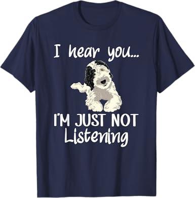 Doodle Dog Sheepadoodle T-Shirt for Men Women (Small, Navy)