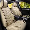 Car Seat Covers Fit for Honda 2000-2026, Stylish Sport Seat Covers, Waterproof Wear-Resistant Premium Nappa Leather Car Seat Covers.(2 Pcs Front/Beige)