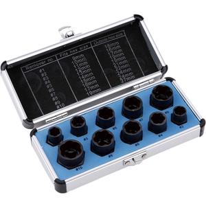 10Pcs Nut Remover,9-19mm Impact Nut Extractor Set,Nut Extractor Socket, Bolt Remover Tool Set,Drive Socket kit,Locking Socket Tools Kit (Hight Set)
