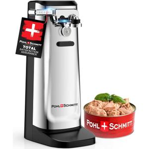 POHL SCHMITT Electric Can Opener, Knife Sharpener & Bottle Opener, Easy Push Down Lever, Works with Standard And Pop-Top Cans, Durable Stainless Steel & ABS - Kitchen Essentials and Accessories