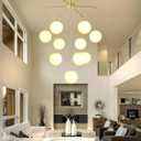 Globe Chandelier 10-Light Brass Gold Globe Glass Chandeliers for Dining Room Mid-Century Pendant Light Fixture for Living Room Kitchen Island Bedroom Entryway