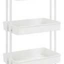 3 Tier White Kitchen Trolley, Organise and Store Stuff, Durable ABS and Iron Cart with 4 Wheels for Easy Moving, Ideal for Toys, Keys, Food, Office