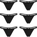 Closecret Womens Panties Cotton Thongs Pack of 6pcs G-String (Small-Medium, Black)