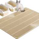 TRZZ XXL Extra Large Cat Litter Mat, Silicone Litter Box Mat for Floor, Waterproof & Non-Slip, Easy to Clean, Cat Litter Trapping Mat & Kitty Litter Catcher for Scatter Control (Khaki) 
