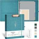 EYROZILL 3 Ring Binder, 1 Inch Linen Binder Organizer for Letter Size (8.5" x 11") with 5 Tab Dividers, File Folder Labels and Low Profile Clipboards, School and Office Supplies- Lavender Blue