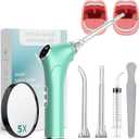 Electronic Vacuum Tonsil Stone Removal Kit - Tonsil Stone Remover with Built-in LED Light 3 Suction Mode - Fight Bad Breath Oral Irrigator 5X Magnifying Mirror for Stone Removal (Green)